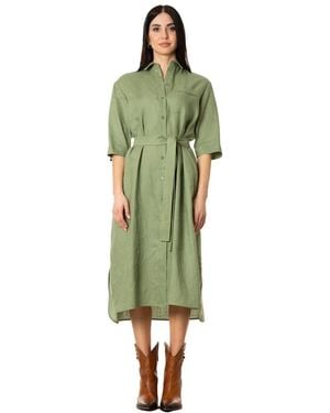 Max Mara Kleedjes ,Groen ,Linnen Tabella Shirt Dress