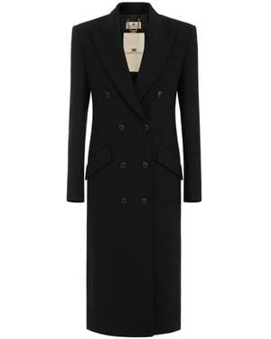 Elisabetta Franchi Double-Breasted Coats - Black