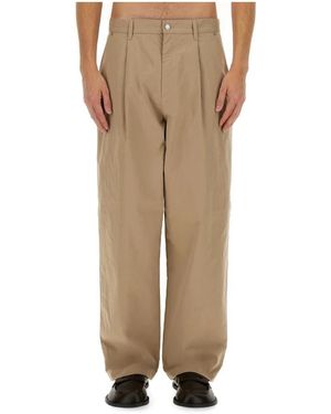 Moschino Broeken ,Katoen Broek Met Wijde Pijpen En Plooien - Naturel