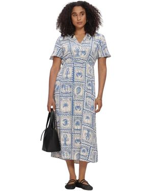 Object Objvima S/S Midi Jurk - Blauw
