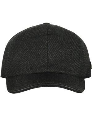 Moorer Accessoires ,Groen ,Leer Baseball Cap - Zwart