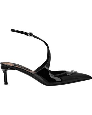 Philipp Plein Leren Sandalen Lage Hakken Skull Strass - Zwart