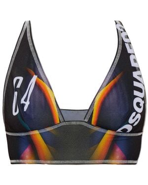 DSquared² Ondergoed ,Zwart ,Polyester Printed Bra - Blauw
