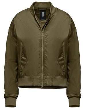 Bomboogie Glanzende Nylon Bomberjack Met Kraag - Groen