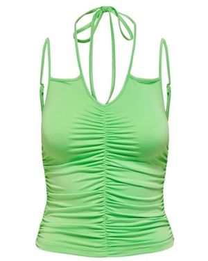 ONLY Tops ,Groen ,Polyester Mouwloze Zomerse Groene Top Met Ruches