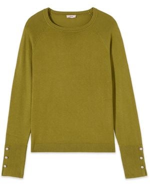 Oltre Truien & Vesten ,Groen ,Nylon Sweater Met Knoopdetail