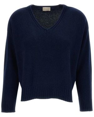Drumohr Truien & Vesten ,Blauw ,Kasjmier V-Hals Gebreide Kleding