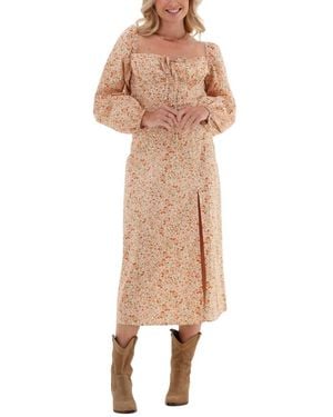 NA-KD Baumwoll Midi Kleid Cups Detail - Natur