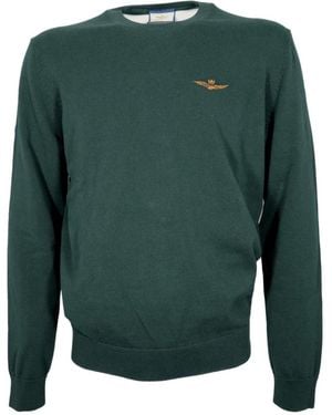 Aeronautica Militare Rundhals-Baumwollstrick - Grün