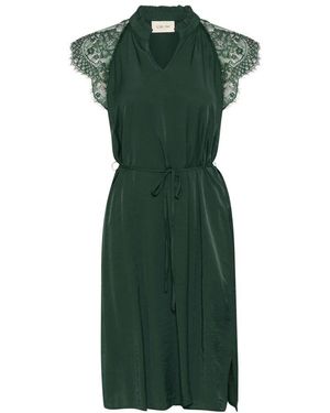 Cream Spitzenkleid mit v-ausschnitt und kurzen ärmeln - Grün