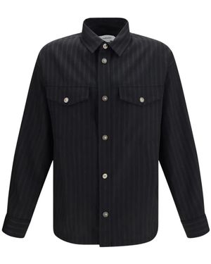 Versace Greca Monogram Jacquard-Hemd Aus Wolle - Blau