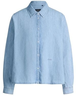 Joop! Denim Hemdbluse Mit Logo-Stickerei - Blau