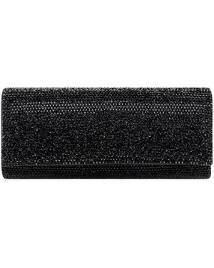 Twentyfourhaitch Pochette Rigida Rivestita Di Micro Strass - Zwart