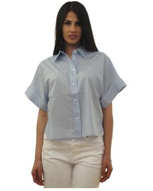 Closed Overhemden ,Blauw ,Katoen Shirt Met Korte Mouwen