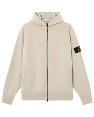 Stone Island Hoodies & Sweatvesten ,Wol Zip-Through Hooded Knit - Naturel