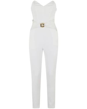 Elisabetta Franchi Ivory Herzausschnitt Ärmelloses Jumpsuit - Weiß