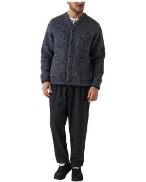 Universal Works Losso Mohair Mix Cardigan - Blau