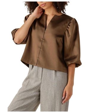 Second Female Overhemden ,Bruin ,Wol Bruine Perlla Blouse Voor