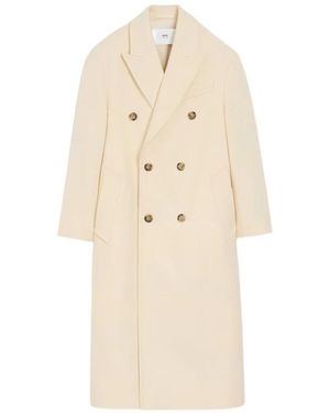Ami Paris Double-Breasted Coats - Natural