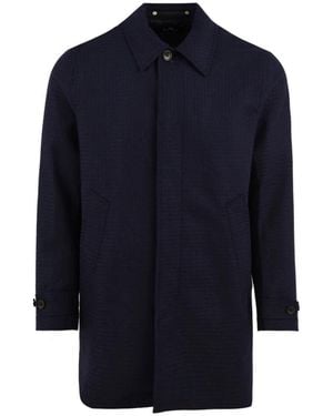 Paul Smith Wollen Jas Met Ruitdessin - Blauw