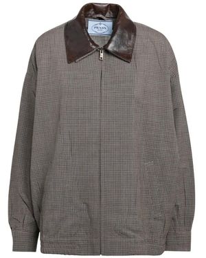 Prada Jassen ,Bruin ,Wol Wool Blouson Jacket - Grijs