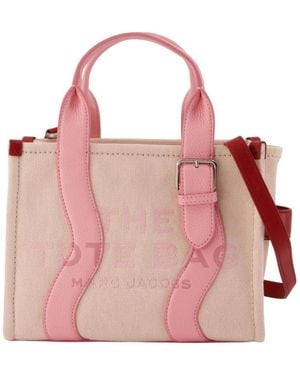 Marc Jacobs Tassen ,Roze ,Katoen De Kleine Tote Wavy Canvas Tote Bag