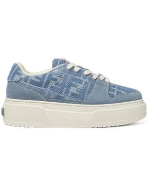 Fendi Denim-Effect Ff Jacquard Platform Sneakers - Blau