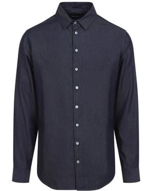 Giorgio Armani Overhemden ,Blauw ,Katoen Katoenen Overhemd