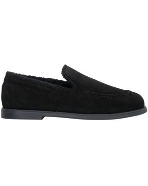 ESTRO Schoenen ,Zwart ,Leer Velours Loafers Met Faux Fur Voering