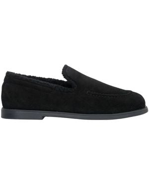 ESTRO Schoenen ,Zwart ,Leer Velours Loafers Met Faux Fur Voering