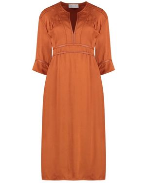 Yves Salomon Robe Mi-Longue En Crêpe - Orange