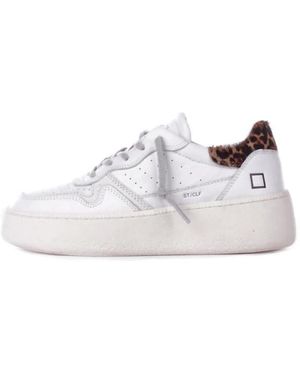 Date Zapatillas De Cuero Logo Detalles Perforados, Mujer, Talla - Blanco