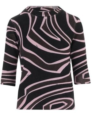 PUCCI Truien & Vesten ,Veelkleurig ,Wol Labirinto Print Wollen Trui - Zwart