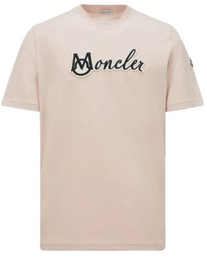 Moncler Embroidered Varsity Logo T-Shirt - Naturel