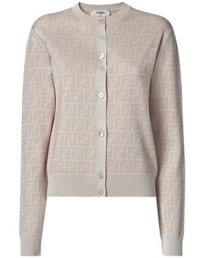 Fendi Rundhals-Strickjacke - Braun