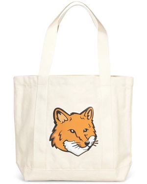 Maison Kitsuné Fox Head Tote Bag - Wit