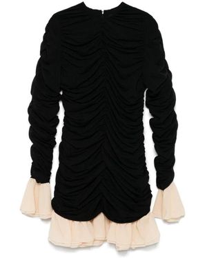 ROTATE BIRGER CHRISTENSEN Schwarzes Gerafftes Kleid Mit Rüschen-Details