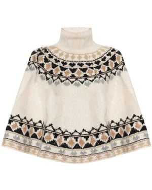 Munthe Jassen ,Wol Verst Poncho - Naturel