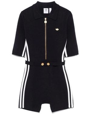 adidas Schwarzer Strick-Playsuit Mit Reißverschluss - Blau