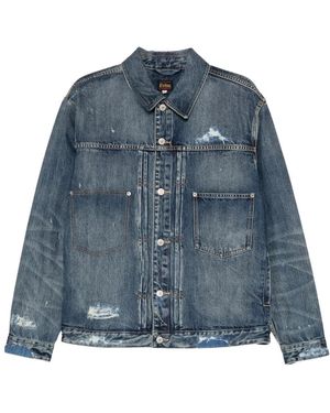 Evisu Jassen ,Blauw ,Denim Daicock Denim Jacket