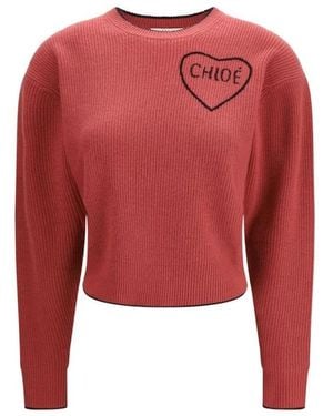 Chloé Round-Neck Knitwear - Rosso