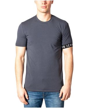 DSquared² Tops ,Grijs ,Wit T-Shirt Met Logorand - Blauw