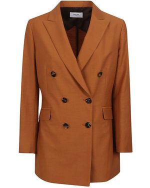 SAULINA Rostfarbene doppelreihige slim fit jacke - Braun