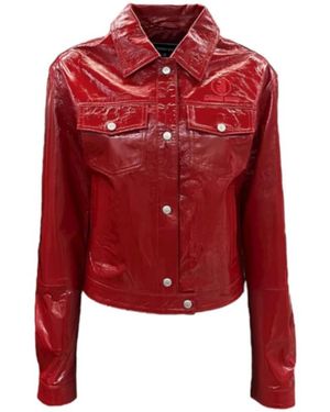 Iceberg Jassen ,Rood ,Leer Bomberjack