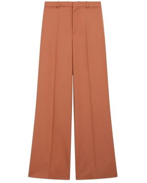Chloé Wijde Pantalon Met Hoge Taille - Bruin