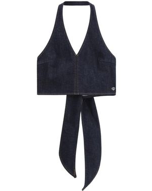 Please Tops ,Blauw ,Denim Canotta - Zwart