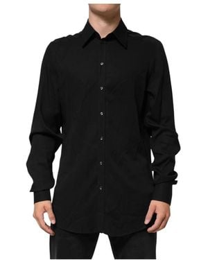 Dolce & Gabbana Schwarzes Langarm Formelles Hemd
