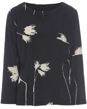 Bitte Kai Rand Federblume bluse haru stil - Schwarz