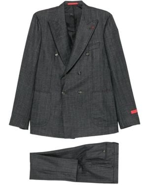 Isaia Double-Breasted Coats - Nero