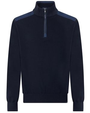 Paul & Shark Hoodies & Sweatvesten ,Blauw ,Katoen Sweater Met Ritssluiting